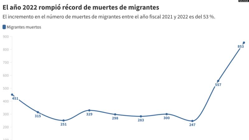 Gráfico sobre muertes de migrantes.